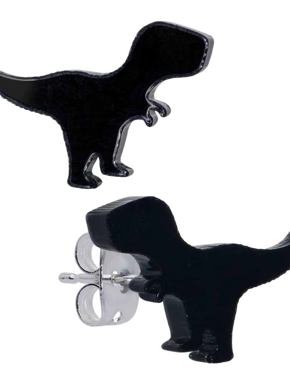 Black Acrylic Tyrannosaurus Rex Dinosaur Stud Earrings